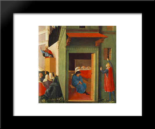 The Story Of St. Nicholas Giving Dowry To Three Poor Girls 20x24 Black Modern Wood Framed Art Print Poster by Angelico, Fra