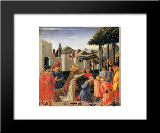 The Story Of St. Nicholas The Liberation Of Three Innocents 20x24 Black Modern Wood Framed Art Print Poster by Angelico, Fra