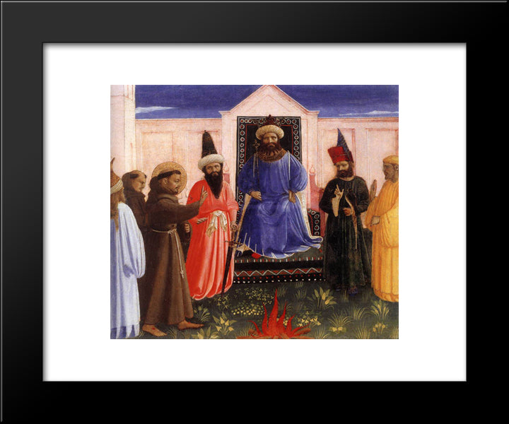 The Trial By Fire Of St. Francis Before The Sultan 20x24 Black Modern Wood Framed Art Print Poster by Angelico, Fra