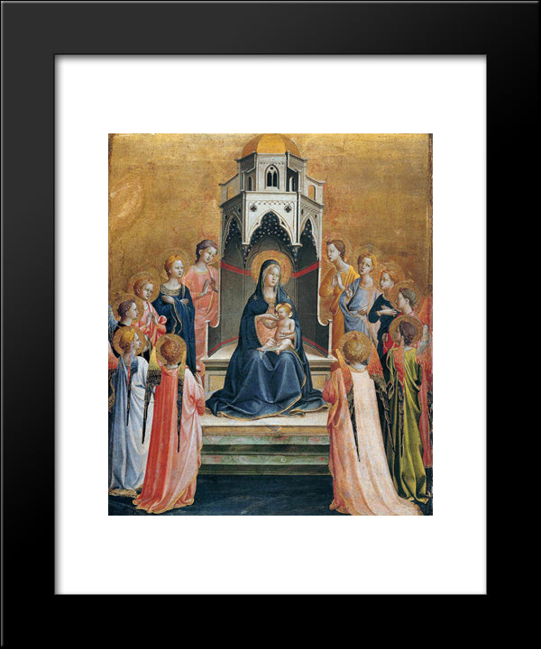 Virgin And Child Enthroned With Twelve Angels 20x24 Black Modern Wood Framed Art Print Poster by Angelico, Fra