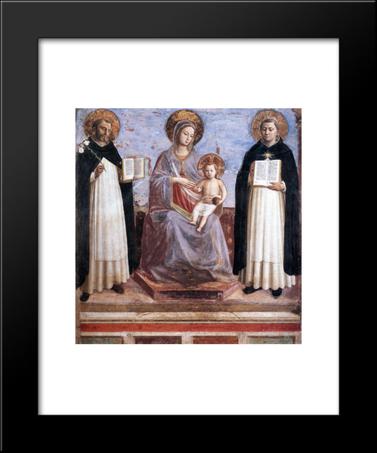 Virgin And Child With Sts. Dominic And Thomas Aquinas 20x24 Black Modern Wood Framed Art Print Poster by Angelico, Fra