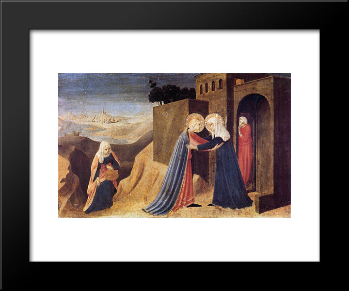 Visitation 20x24 Black Modern Wood Framed Art Print Poster by Angelico, Fra