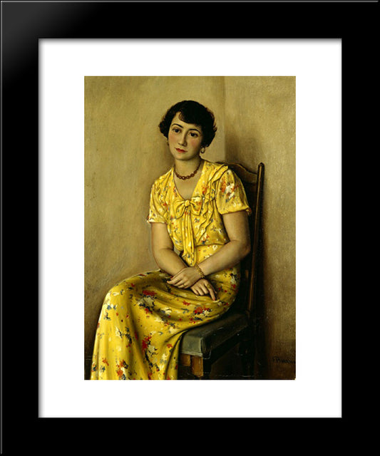 Jeune Femme En Jaune 20x24 Black Modern Wood Framed Art Print Poster by Barraud, Francois