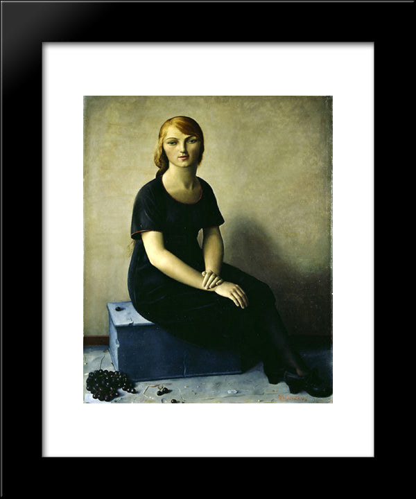 Yvonne In A Velvet Dress 20x24 Black Modern Wood Framed Art Print Poster by Barraud, Francois