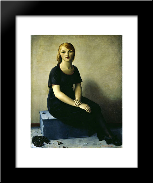 Yvonne In A Velvet Dress 20x24 Black Modern Wood Framed Art Print Poster by Barraud, Francois