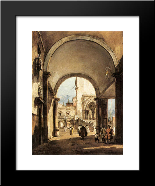 An Architectural Caprice 20x24 Black Modern Wood Framed Art Print Poster by Guardi, Francesco