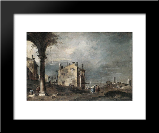 Capriccio With Venetian Motifs 20x24 Black Modern Wood Framed Art Print Poster by Guardi, Francesco