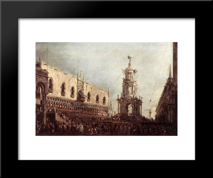 Carnival Thursday On The Piazzetta 20x24 Black Modern Wood Framed Art Print Poster by Guardi, Francesco