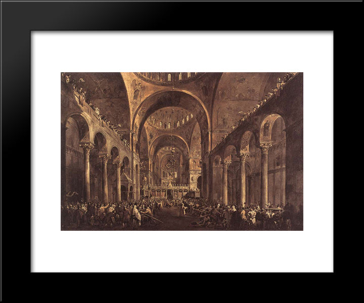 Doge Alvise Iv Mocenigo Appears To The People In St. Mark'S Basilica 20x24 Black Modern Wood Framed Art Print Poster by Guardi, Francesco