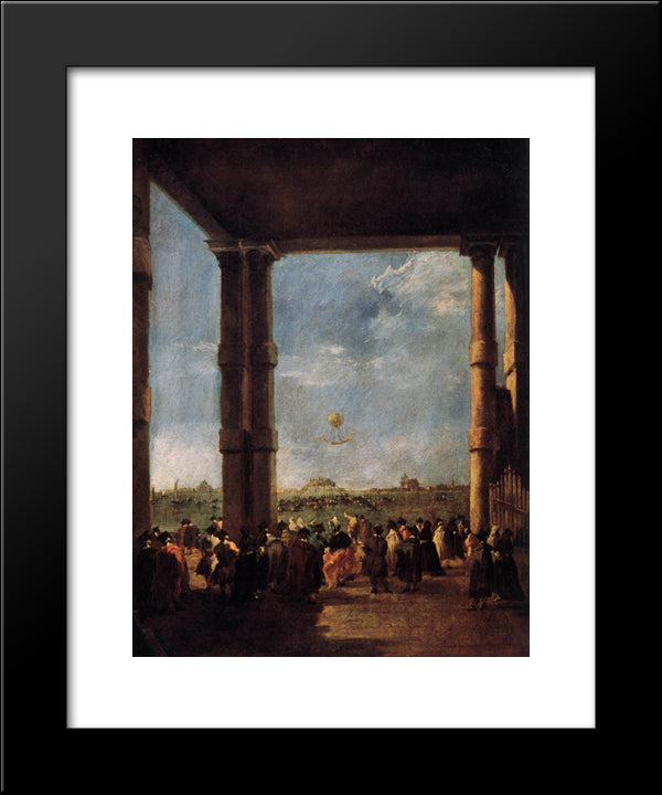 Hot Air Balloon Rising 20x24 Black Modern Wood Framed Art Print Poster by Guardi, Francesco