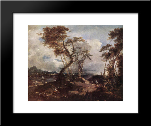 Landscape 20x24 Black Modern Wood Framed Art Print Poster by Guardi, Francesco