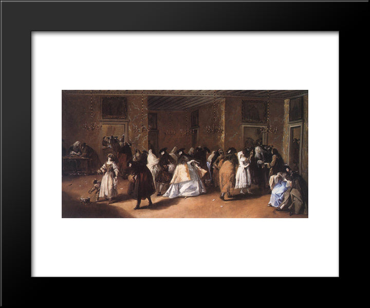 Masked Meeting 20x24 Black Modern Wood Framed Art Print Poster by Guardi, Francesco