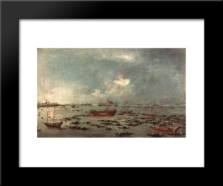 Outward Voyage Of The Bucintoro To San Nicol Del Lido 20x24 Black Modern Wood Framed Art Print Poster by Guardi, Francesco