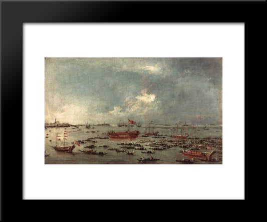 Outward Voyage Of The Bucintoro To San Nicol Del Lido 20x24 Black Modern Wood Framed Art Print Poster by Guardi, Francesco