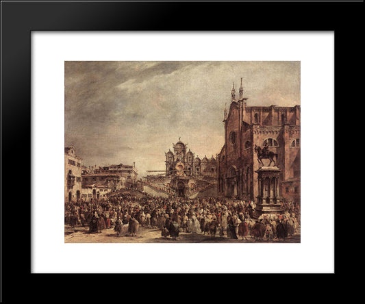 Pope Pius Vi Blessing The People On Campo Santi Giovanni E Paolo 20x24 Black Modern Wood Framed Art Print Poster by Guardi, Francesco