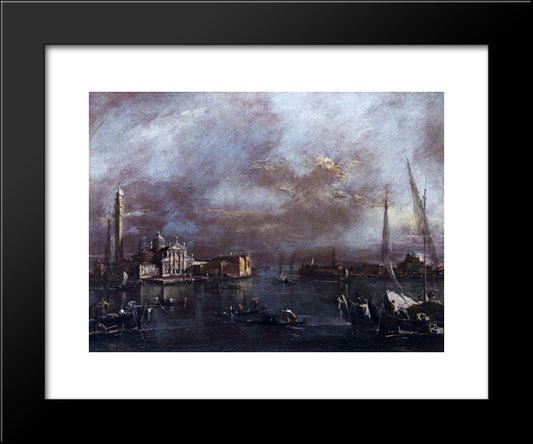 The Basin Of Saint Mark'S Square, With San Giorgio And The Giudecca, C.1774 (Oil On Canvas) 20x24 Black Modern Wood Framed Art Print Poster by Guardi, Francesco