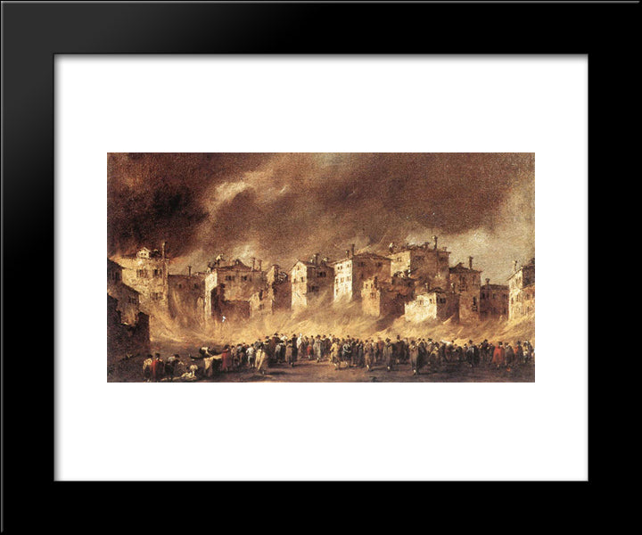 The Fire At San Marcuola 20x24 Black Modern Wood Framed Art Print Poster by Guardi, Francesco