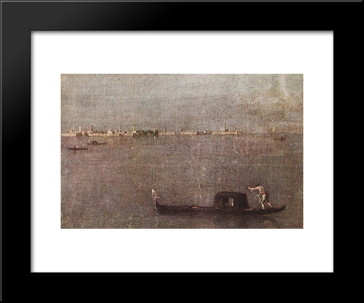 The Gondola On The Lagoon 20x24 Black Modern Wood Framed Art Print Poster by Guardi, Francesco