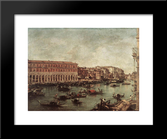 The Grand Canal At The Fish Market (Pescheria) 20x24 Black Modern Wood Framed Art Print Poster by Guardi, Francesco