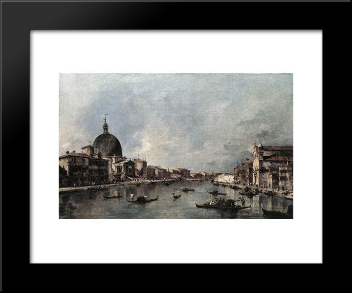 The Grand Canal With San Simeone Piccolo And Santa Lucia 20x24 Black Modern Wood Framed Art Print Poster by Guardi, Francesco