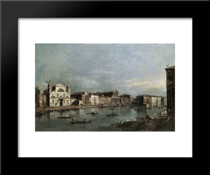 The Grand Canal With Santa Lucia And The Scalzi 20x24 Black Modern Wood Framed Art Print Poster by Guardi, Francesco