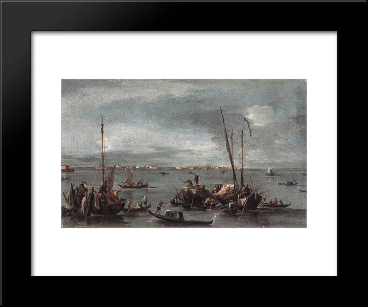 The Lagoon Looking Toward Murano From The Fondamenta Nuove 20x24 Black Modern Wood Framed Art Print Poster by Guardi, Francesco