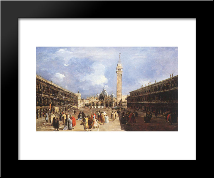 The Piazza San Marco Towards The Basilica 20x24 Black Modern Wood Framed Art Print Poster by Guardi, Francesco