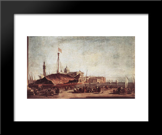 The Piazzetta, Looking Toward San Giorgio Maggiore 20x24 Black Modern Wood Framed Art Print Poster by Guardi, Francesco