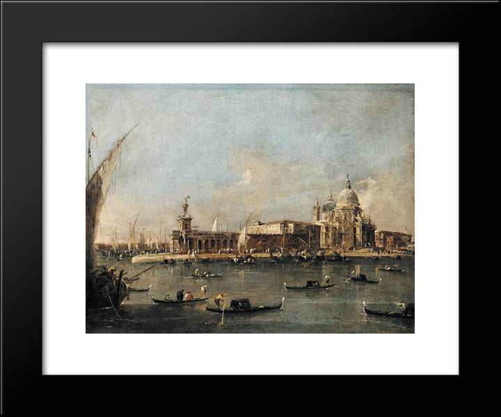 The Punta Di Dogana 20x24 Black Modern Wood Framed Art Print Poster by Guardi, Francesco