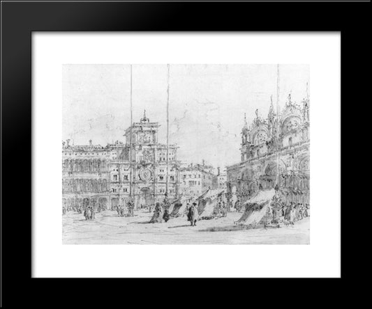 The Torre Del Orologio 20x24 Black Modern Wood Framed Art Print Poster by Guardi, Francesco