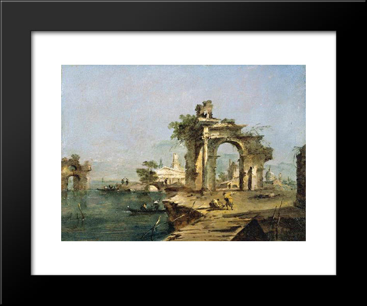 Venetian Capriccio 20x24 Black Modern Wood Framed Art Print Poster by Guardi, Francesco