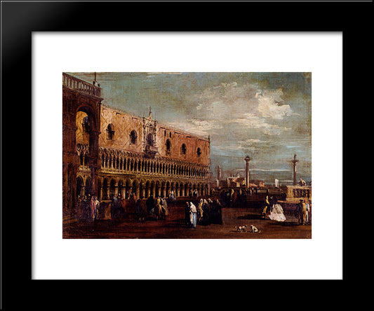 Venice, A View Of The Piazzetta Looking South With The Palazzo Ducale 20x24 Black Modern Wood Framed Art Print Poster by Guardi, Francesco