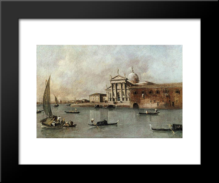 Venice A View Of The Church Of San Giorgio Maggiore Seen From The Giudecca 20x24 Black Modern Wood Framed Art Print Poster by Guardi, Francesco