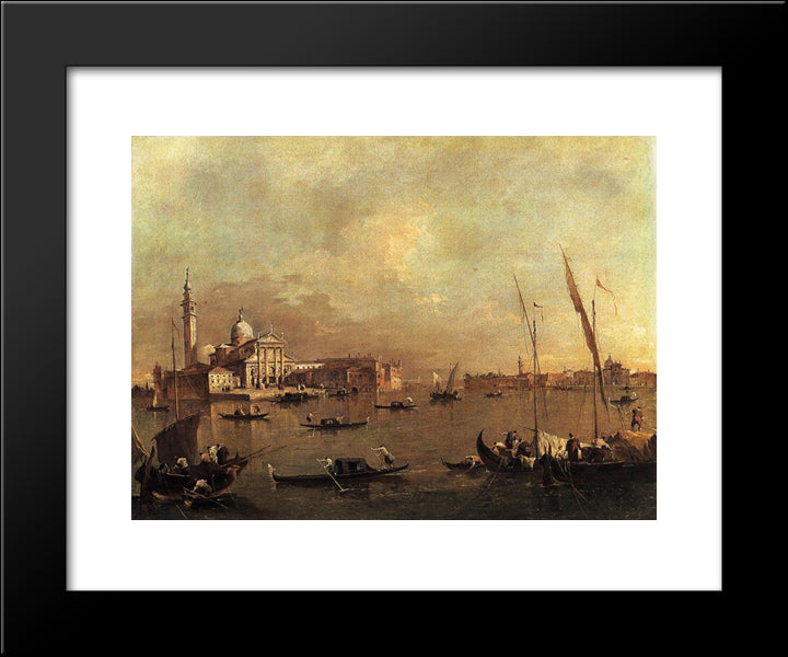 Venice San Giorgio Maggiore 20x24 Black Modern Wood Framed Art Print Poster by Guardi, Francesco