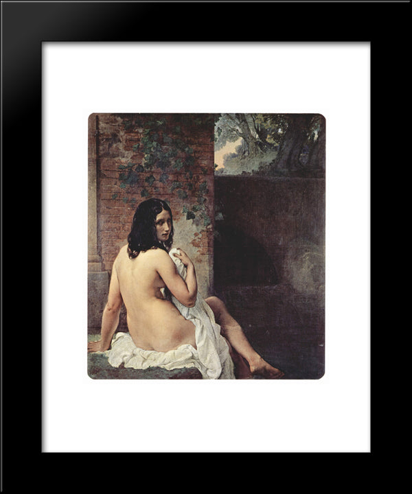 Back View Of A Bather 20x24 Black Modern Wood Framed Art Print Poster by Hayez, Francesco