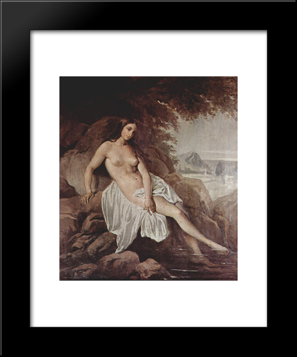 Badende 20x24 Black Modern Wood Framed Art Print Poster by Hayez, Francesco