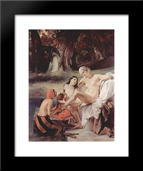 Bathing Bathsheba 20x24 Black Modern Wood Framed Art Print Poster by Hayez, Francesco