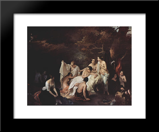 Bathing Nymphs 20x24 Black Modern Wood Framed Art Print Poster by Hayez, Francesco