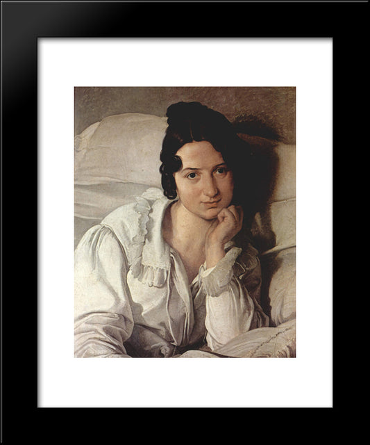 Carolina Zucchi (La Malata) 20x24 Black Modern Wood Framed Art Print Poster by Hayez, Francesco