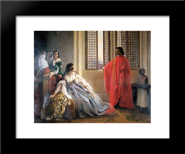 Caterina Cornaro Deposed From The Throne Of Cyprus 20x24 Black Modern Wood Framed Art Print Poster by Hayez, Francesco