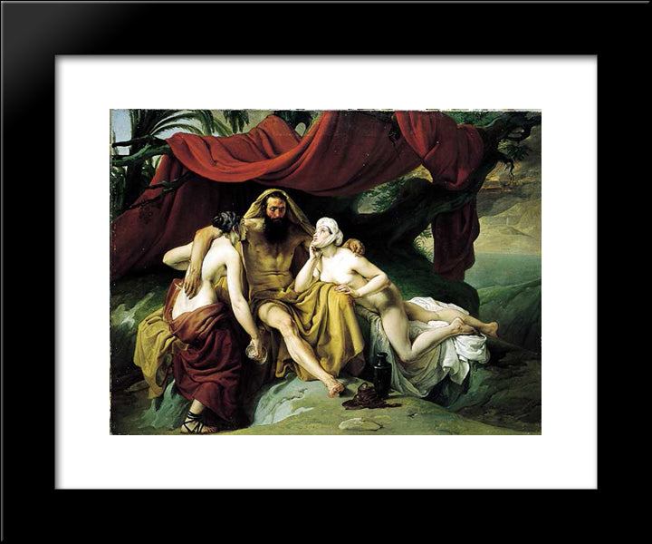 Lot And His Daughters 20x24 Black Modern Wood Framed Art Print Poster by Hayez, Francesco