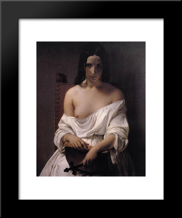 Meditation On The History Of Italy 20x24 Black Modern Wood Framed Art Print Poster by Hayez, Francesco