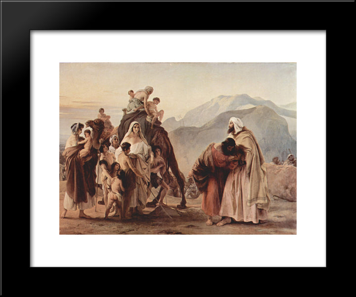 Meeting Of Jacob And Esau 20x24 Black Modern Wood Framed Art Print Poster by Hayez, Francesco