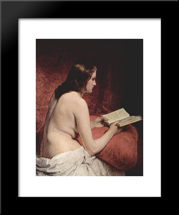 Odalisque With Book 20x24 Black Modern Wood Framed Art Print Poster by Hayez, Francesco