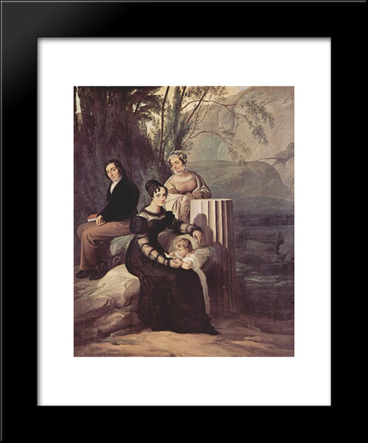 Portrait Of Familie Stampa Di Soncino 20x24 Black Modern Wood Framed Art Print Poster by Hayez, Francesco