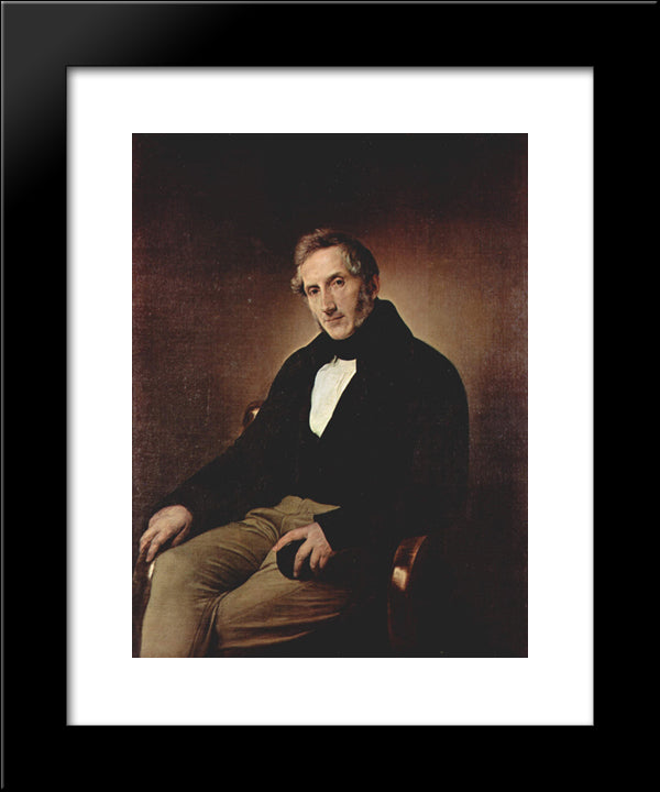 Portrait Of Alessandro Manzoni 20x24 Black Modern Wood Framed Art Print Poster by Hayez, Francesco