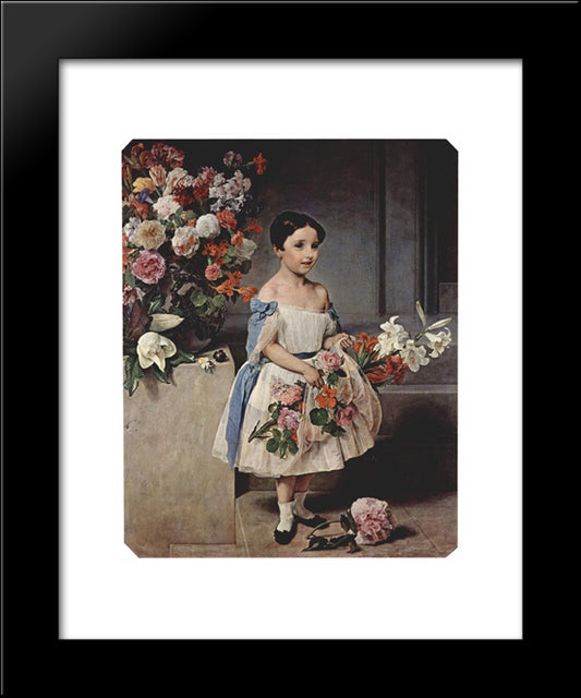 Portrait Of Antoniet Negroni Prati Morosini As Child 20x24 Black Modern Wood Framed Art Print Poster by Hayez, Francesco