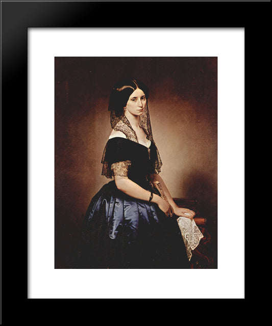 Portrait Of Antoniet Tarsis Basilico 20x24 Black Modern Wood Framed Art Print Poster by Hayez, Francesco