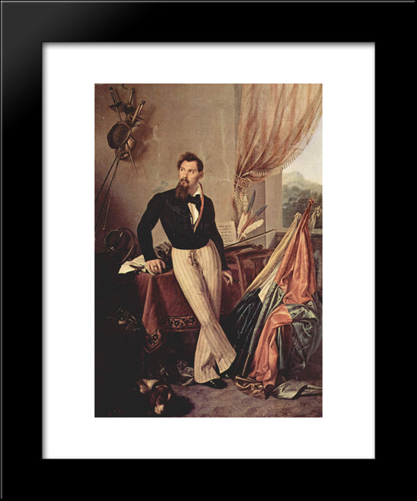 Portrait Of Conte Baglioni 20x24 Black Modern Wood Framed Art Print Poster by Hayez, Francesco