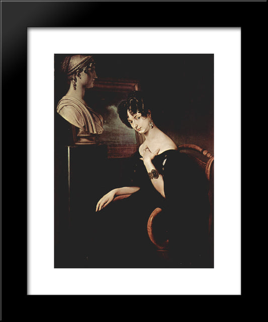 Portrait Of Cristina Di Belgiojoso Trivulzio 20x24 Black Modern Wood Framed Art Print Poster by Hayez, Francesco